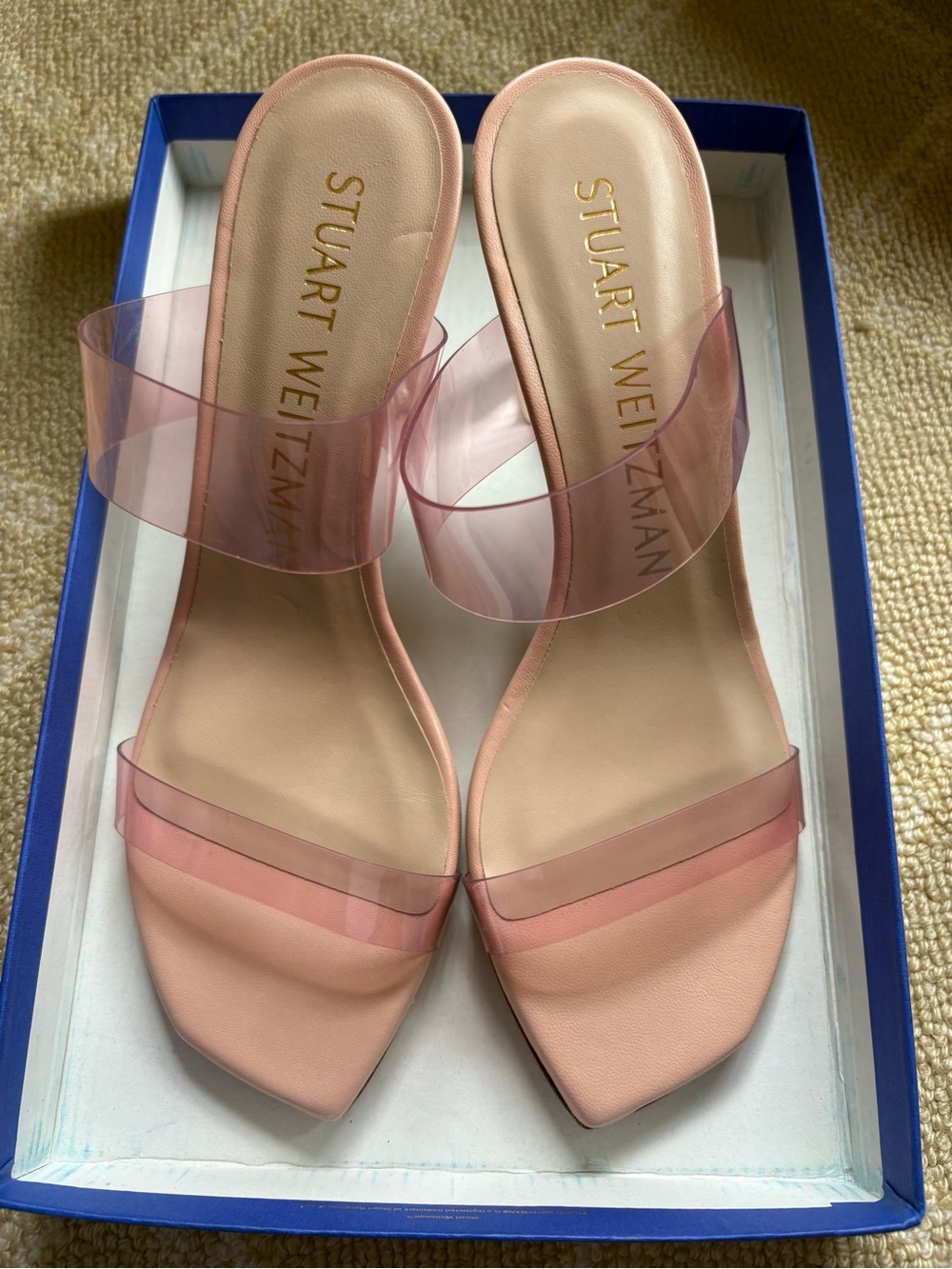 NWT Stuart Weitzman Pink Transparent Two‑Band Mules (original price $480) - Picture 5 of 11